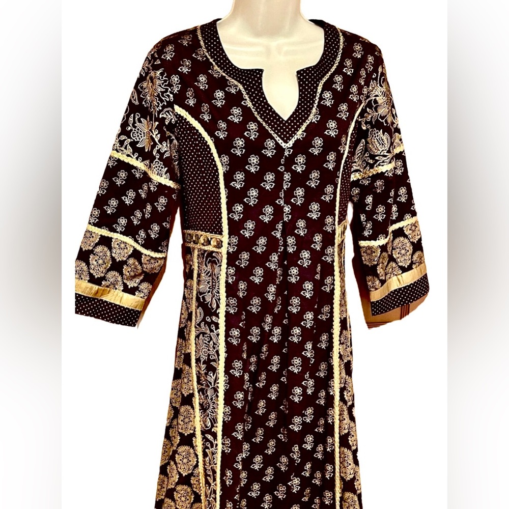 NWT Breathtaking! April Cornell Midnight Dress blk + gold embroidered dress (S) - Picture 11 of 16